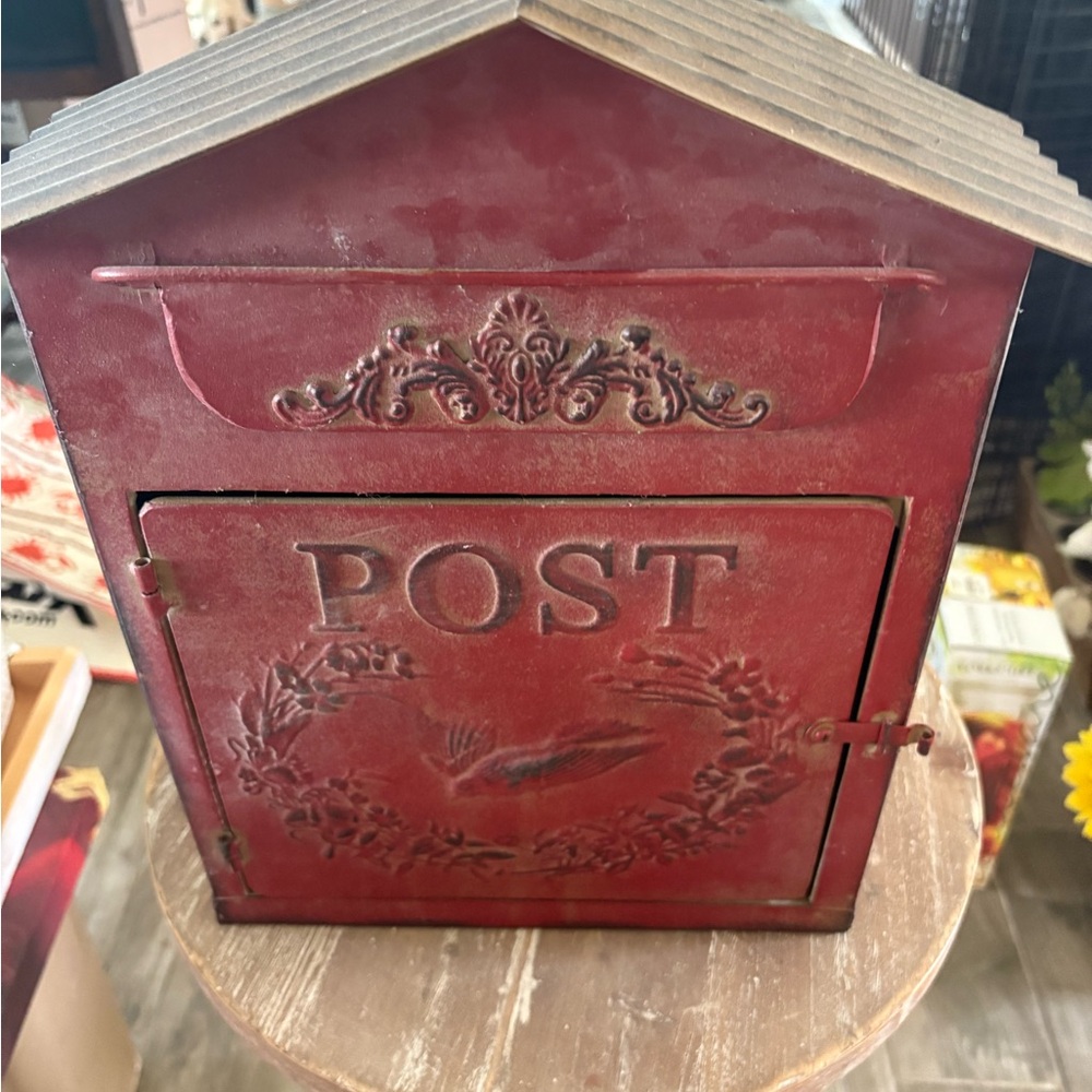 Ornate Red Metal Post Box